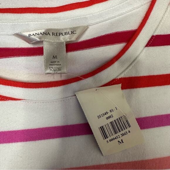 NWT Banana Republic Boxy Stripe Long Sleeve in Ivory White Stripe Size Medium - Picture 7 of 9